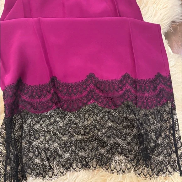 Kiki de Montparnasse Burgundy Lace Trim dress